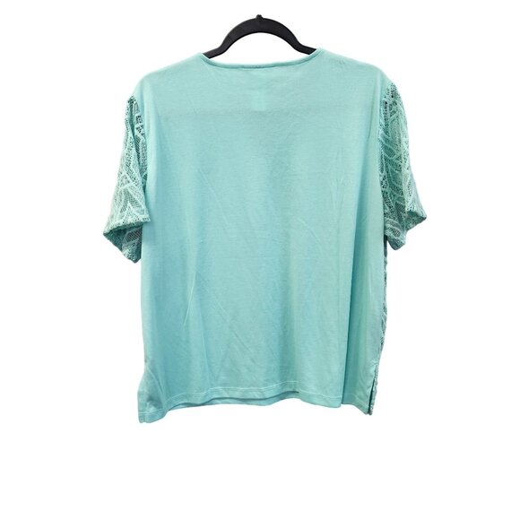 Alfred Dunner Women's PL Teal Blue Short Sleeve Knit Top 2208 - Picture 2 of 6